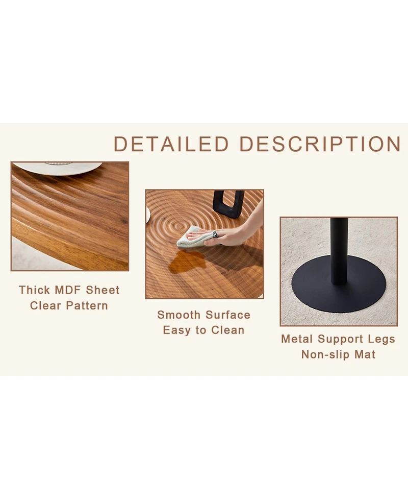 Streamdale Furniture Streamdale 31.5" Round Dining Set- Wood Table & 4 Pu Chairs