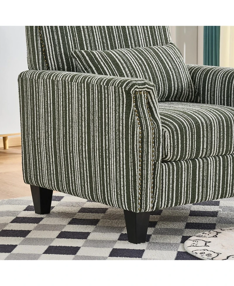 Streamdale Furniture Green & White Striped Accent Chair with Nailhead Trim