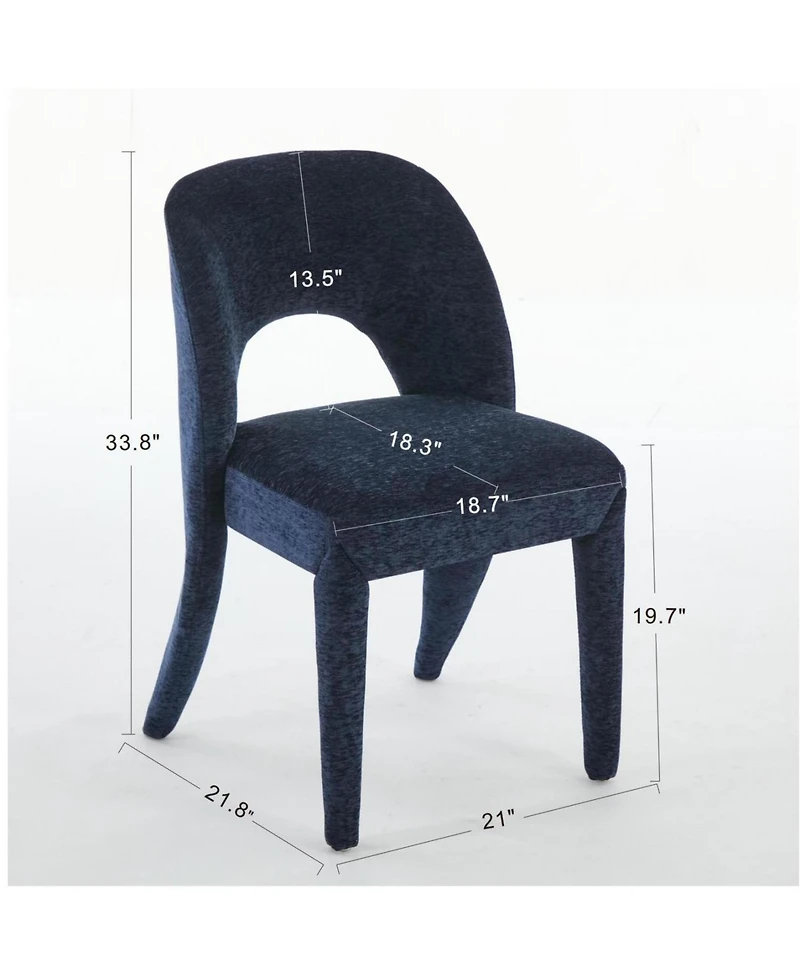 Streamdale Blue Chenille Dining Chairs - Hollow Back, Set of 2