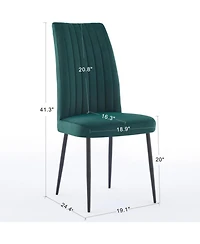 Streamdale Green Velvet Dining Chairs, Adjustable Feet, Set of 2