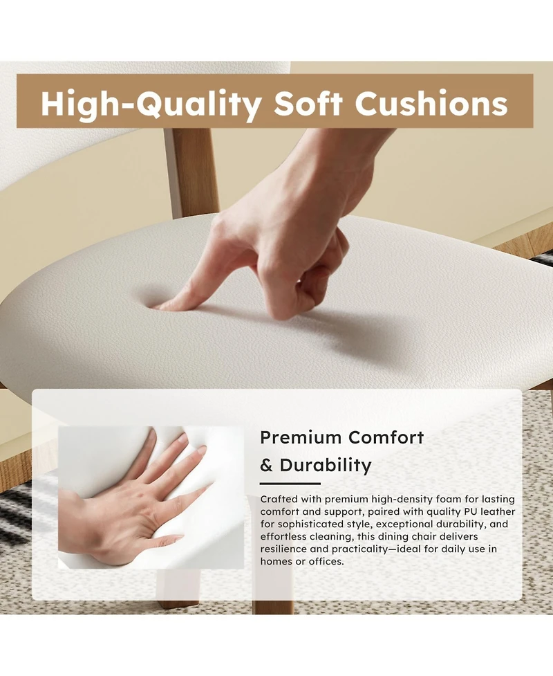 Streamdale Solid Wood Dining Chairs (Set of 2) - Modern Wooden Leg, White & Walnut