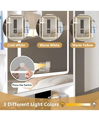 Streamdale Furniture Streamdale Led Makeup Vanity with Adjustable Lighting and Storage