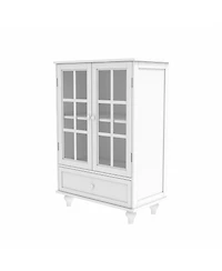 Streamdale Furniture Modern White Glass Door Buffet Cabinet