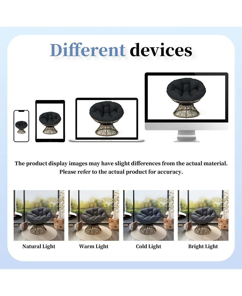 Streamdale Furniture 40" Ergonomic Wicker Chair with Cloud Cushion and 3-Proof Cover for Indoor Comfort