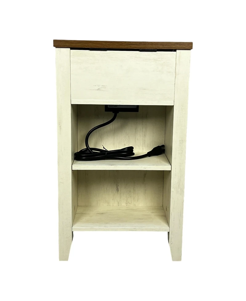 Streamdale Furniture Streamdale Farmhouse End Table with Barn Door & Drawer, Charging Station