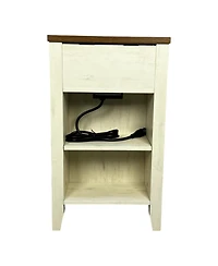 Streamdale Furniture Streamdale Farmhouse End Table with Barn Door & Drawer, Charging Station