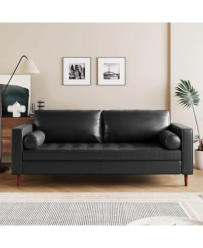 Streamdale Furniture Mid-Century Modern Tufted Sofa with Bolster Pillows