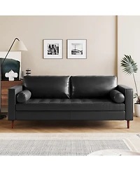 Streamdale Furniture Mid-Century Modern Tufted Sofa with Bolster Pillows