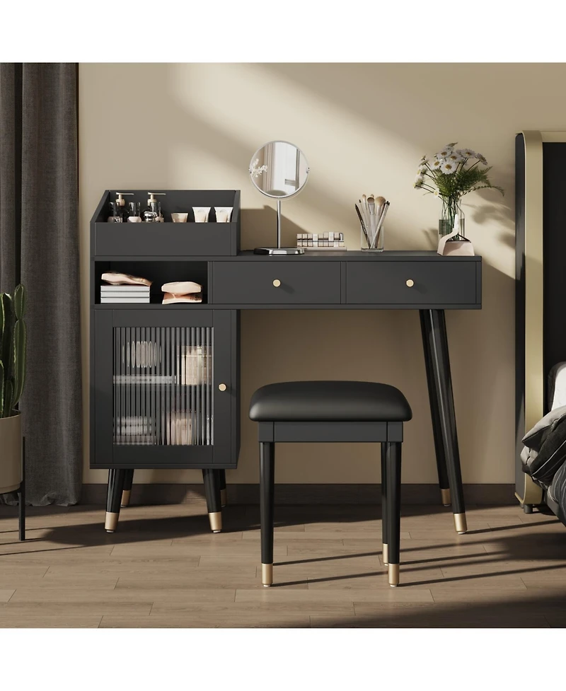 Streamdale Furniture Vanity Desk with Drawers Cabinet & Charging Port