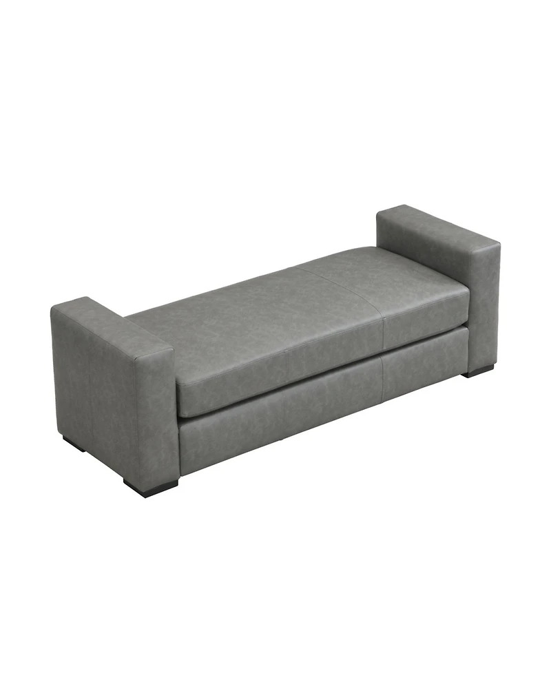 Streamdale Furniture Stylish and Durable Grey Faux Leather Ottoman