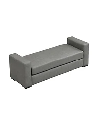 Streamdale Furniture Stylish and Durable Grey Faux Leather Ottoman