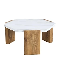 Streamdale Furniture 31" Modern Hexagonal Coffee Table, White Marble Top