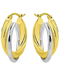 Giani Bernini Sterling Silver and 18k Gold Over Sterling Silver Dual Tube Hoop Earrings, Macy's Exclusive