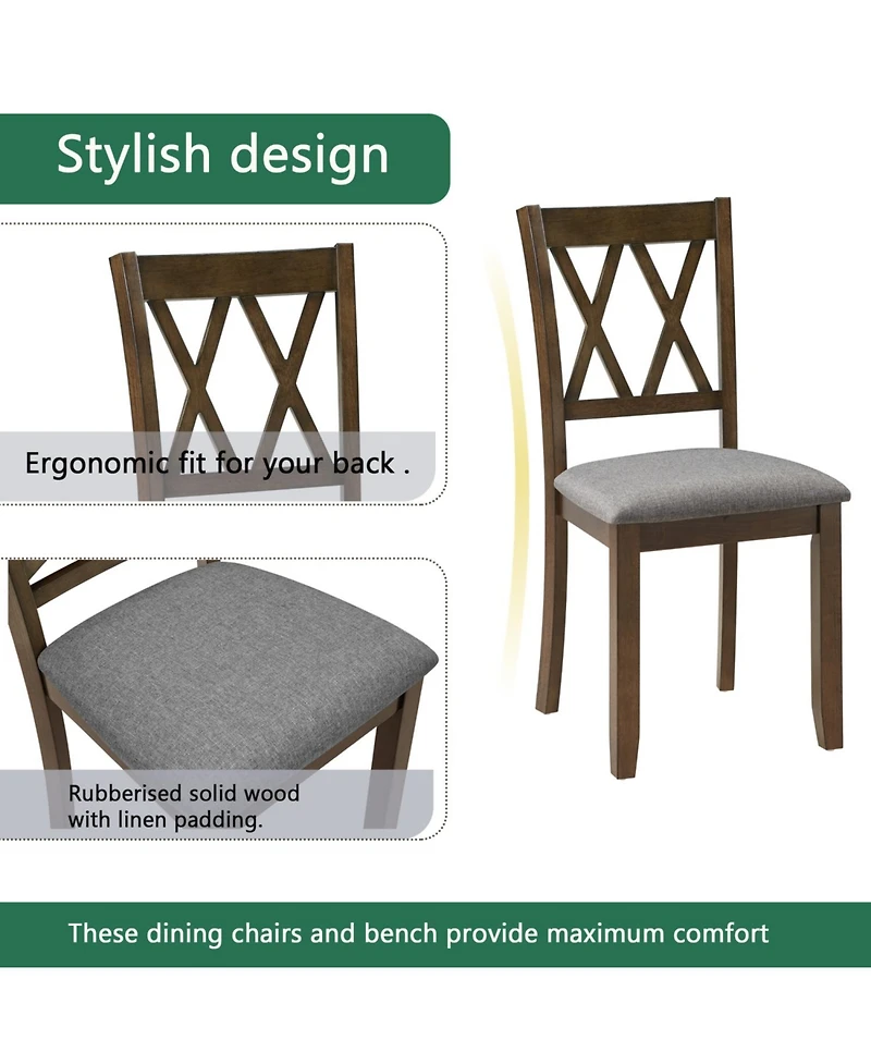 Streamdale Furniture Elegant Walnut 5-Piece Dining Table Set