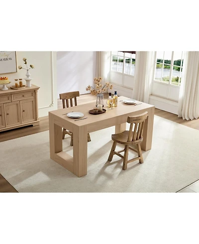 Streamdale Furniture Farmhouse Dining Table for 4-6, Rectangular, Sturdy Wood Legs, Easy Assembly