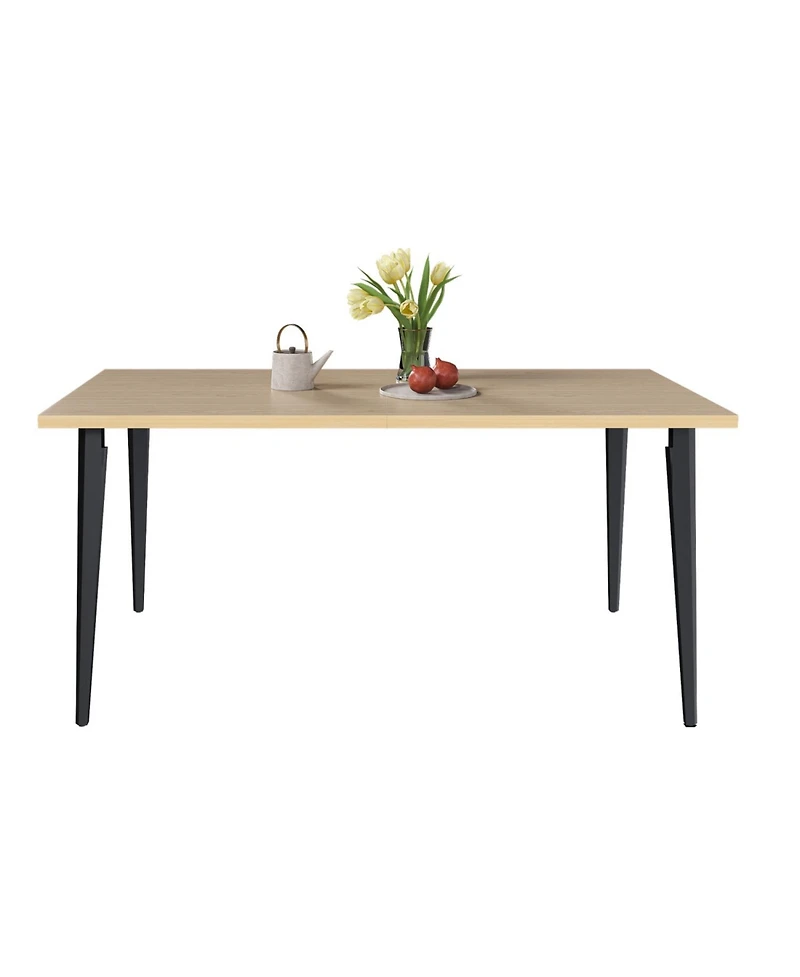 Streamdale Furniture Modern Dining Table with Wooden Top & Iron Legs (Seats 6-8)