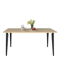 Streamdale Furniture Modern Dining Table with Wooden Top & Iron Legs (Seats 6-8)