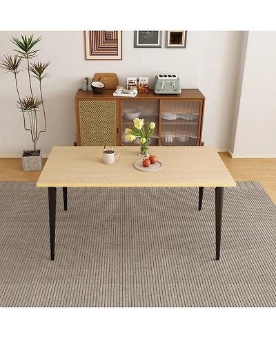 Streamdale Furniture Modern Dining Table with Wooden Top & Iron Legs (Seats 6-8)