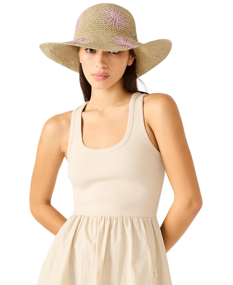 Steve Madden Floral Embroidered Straw Hat