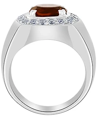 Effy Collection Men's White Topaz (1 ct. t.w.) and Smoky Quartz (3-5/8 ct. t.w.) Ring in Sterling Silver