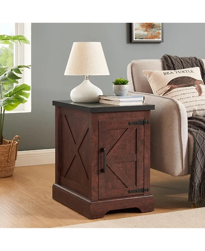 Streamdale Furniture Farmhouse End Table with Barn Door