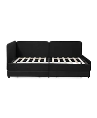 Streamdale Furniture Streamdale Twin Upholstered Platform Bed Frame w/ 2 Drawers, Black