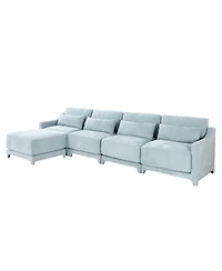 Streamdale Furniture Sky Blue Chenille Sofa with Ottoman