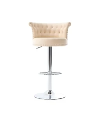 Streamdale Furniture Velvet Bar Stool Set of 2, Adjustable Swivel