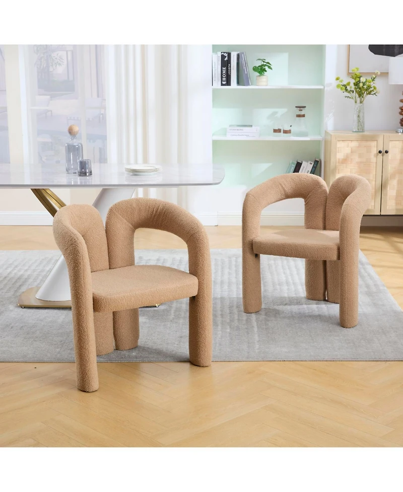 Streamdale Furniture Velvet Upholstered Accent/Dining Chair Set of 2 (Camel Teddy)