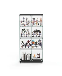 Streamdale Furniture + 31.5"L x 14.2"W x 65.1"H + Glass + 4-Tier, 6 Shelves, Double-Door + Display Cabinet