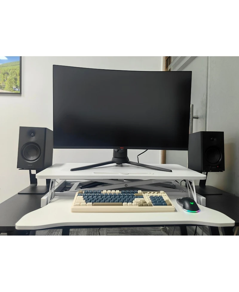 Streamdale Furniture 32" Height-Adjustable Desk Converter with Dual Monitor & Laptop Workstation
