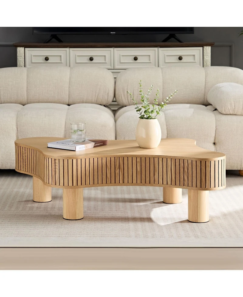 Streamdale Furniture Modern Wooden Drum Coffee Table