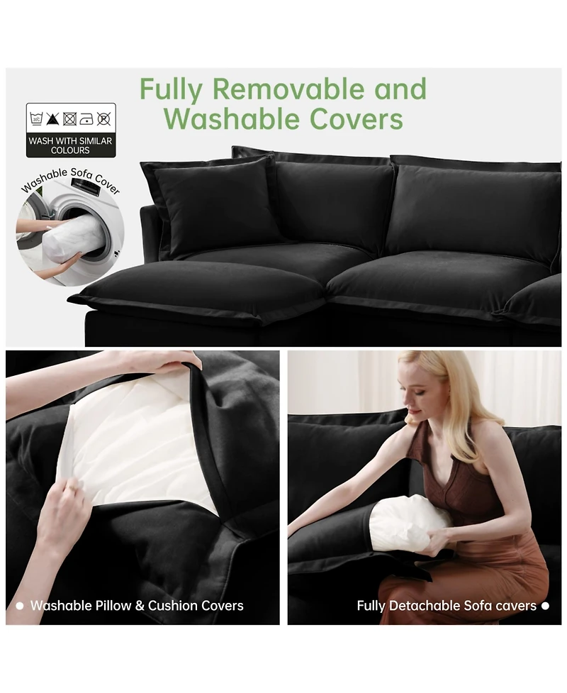 Streamdale Furniture Slipcovered U Shape Sectional Sofa Deep Seat Chenille