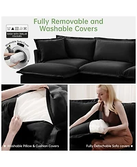 Streamdale Furniture Slipcovered U Shape Sectional Sofa Deep Seat Chenille