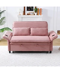 Streamdale Furniture Pink Striped Sofa Bed - Adjustable Arms & Back - 65.74-inch