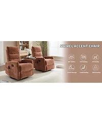 Streamdale Furniture Heat Massage Rocker Recliner Chair, Swivel Fabric