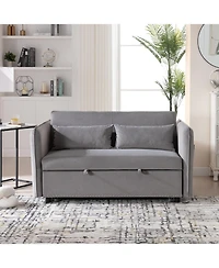 Streamdale Furniture Streamdale 55" Velvet Futon Sofa Bed with Pillows & Side Pockets