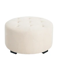 Streamdale FurnitureUpholstered Button Tufted Round Ottoman, Beige, Small version