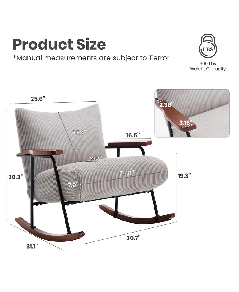 Streamdale Modern Accent Chair Arm Chair Living Room Rocking Chair Metal Frame