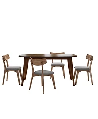 Streamdale Furniture 5-Pc Mid-Century Walnut Dining Set with Chairs