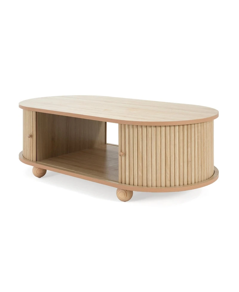 Streamdale Furniture Oval Side Table with Accordion Door & Storage