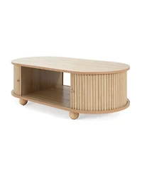 Streamdale Furniture Oval Side Table with Accordion Door & Storage