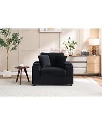 Streamdale Furniture Corduroy Chaise Lounge Sofa with Ottoman & Storage