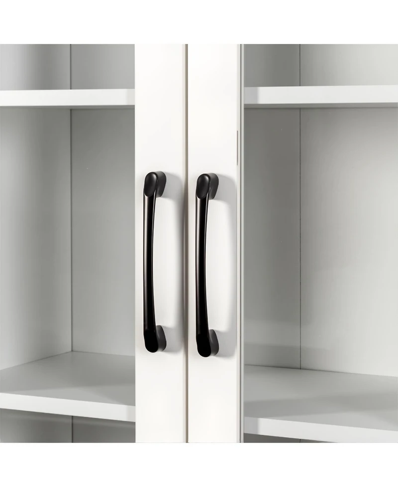 Streamdale Furniture 70.87" Display Cabinet, 4-Tier Pull-Out Shelf, 2 Glass Doors