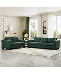 Streamdale Furniture Green Fabric Sofa Set with Cup Holder & Storage
