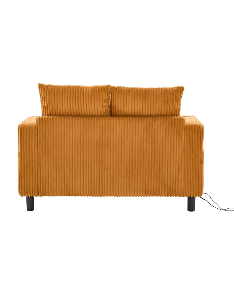 Streamdale Furniture Streamdale Corduroy Oversized Recliner Sofa w/ Usb, Led, Cup Holder