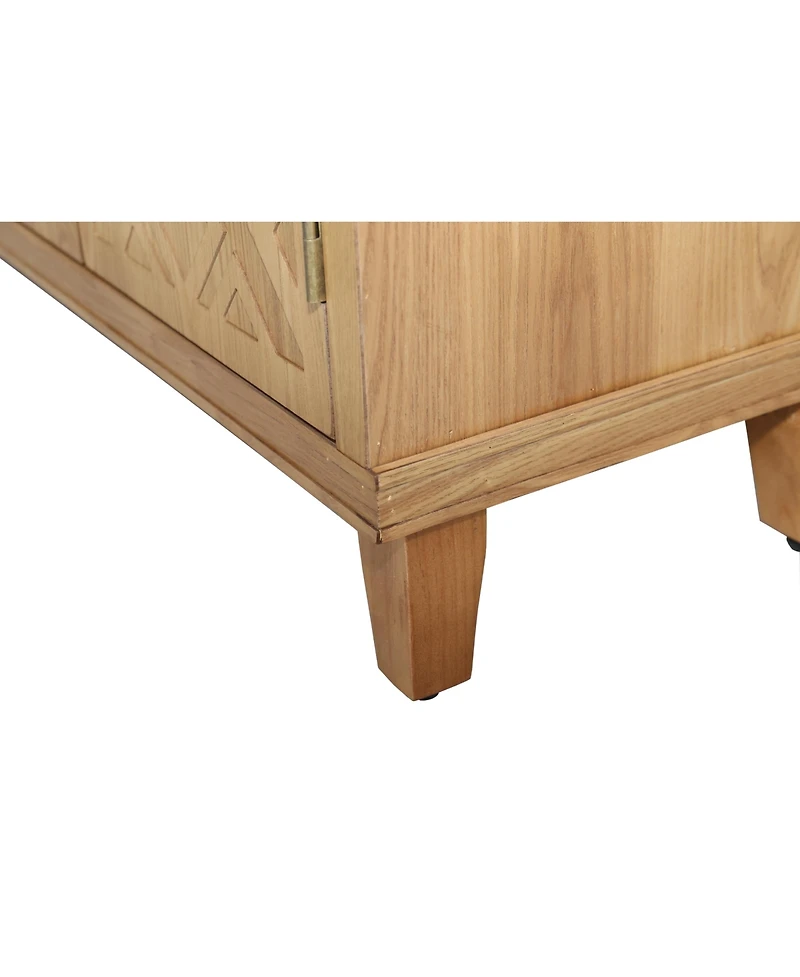 Streamdale 59" Brown Accent Cabinet - 4 Doors, Natural Wood Buffet/Media Console