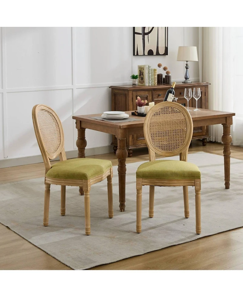 Streamdale Furniture Set of 2 French Style Linen Dining Chairs