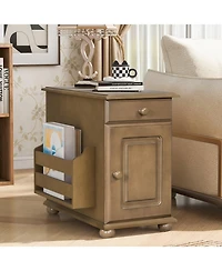 Streamdale Furniture Vintage Flip Top End Table with Usb & Drawer