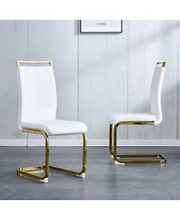 Streamdale Modern Pu Leather Dining Chairs, Golden Legs (Set of 2)